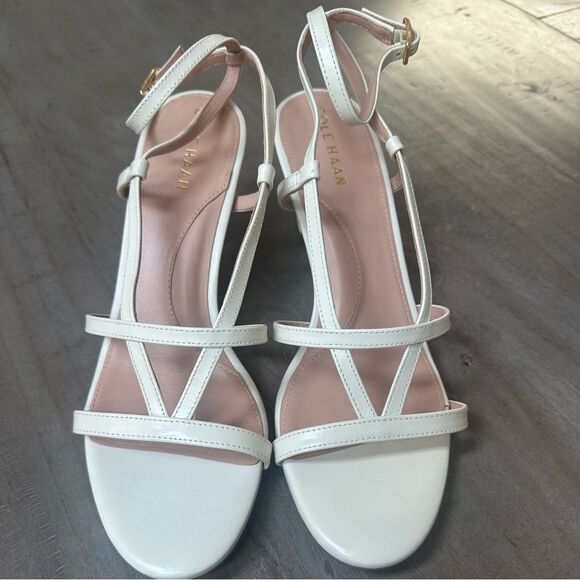 Cole Haan Amber, Ivory Strappy Heels. - Picture 3 of 10